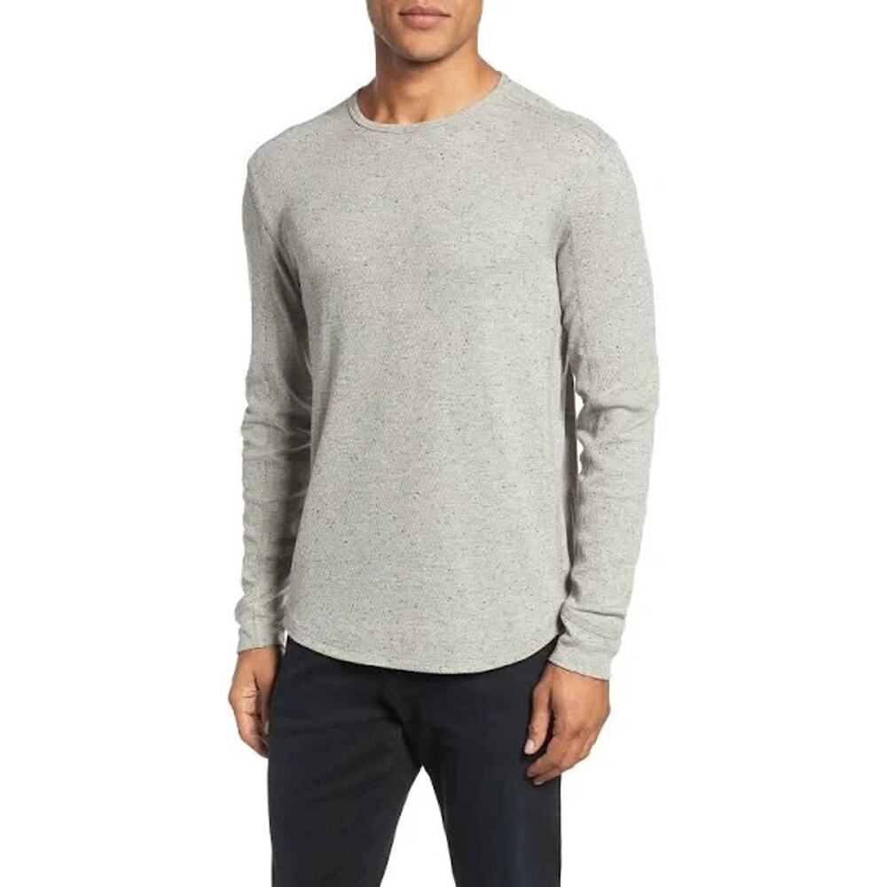John Varvatos Mens Gray Speckled Long Sleeve Thermal Knit Tee Shirt XL